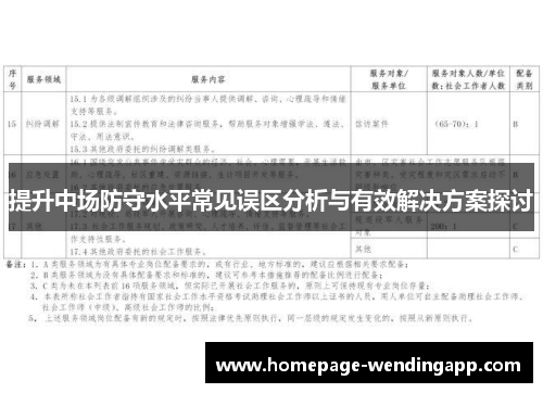 提升中场防守水平常见误区分析与有效解决方案探讨
